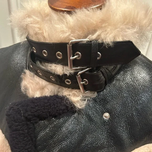 Helmut Lang Shearling Bomber Jacket. Sheep leather with fur trim - Picture 6 of 9